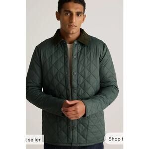 New!  Men's Featherless Quilted Jacket Corduroy Collar Verdant Pinez XS #118